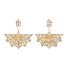 1,45 Karat SI Reinheit HI Farbe Diamant Gelbgold Jacke Spinnenweb-Ohrringe