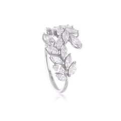 Anello a foglia di diamante marquise da 1,45 carati SI Chiarezza HI Colore Oro bianco 18 carati