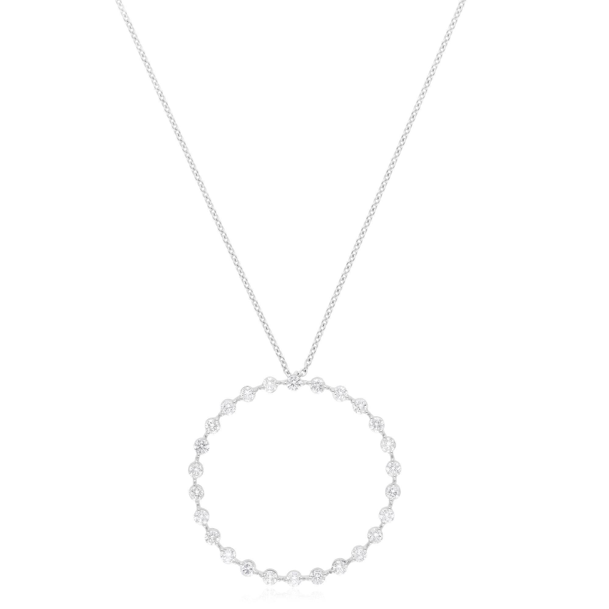 1,45 Karat SI/H-Diamant Offener Kreis Anhänger Kette Halskette 18 Karat Weißgold (Moderne) im Angebot