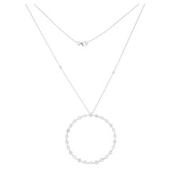 1.45 Carat SI/H Diamond Open Circle Pendant Chain Necklace 18 Karat White Gold