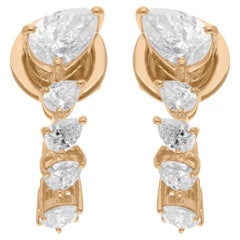 1.45 Carat SI/H Diamant poire taille brillant Boucles d'oreilles or jaune 18 carats