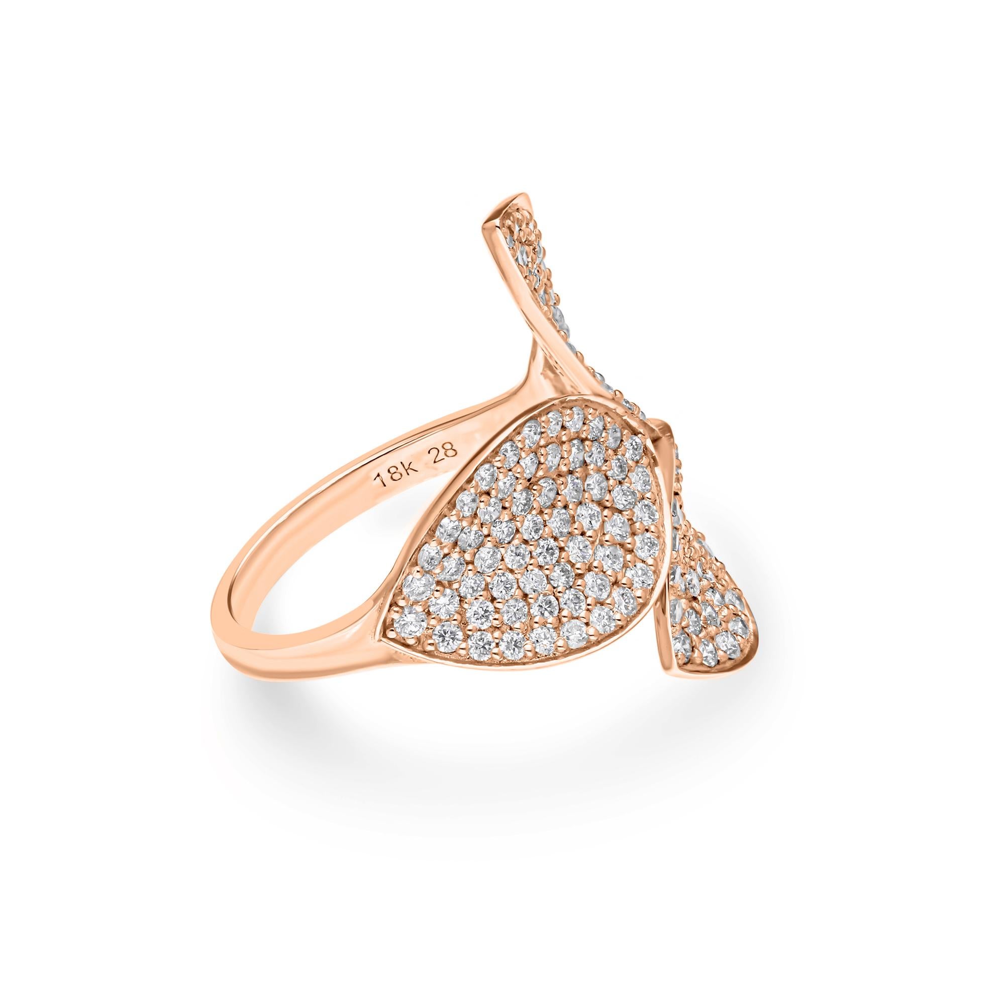 1,45 quilates SI/H Anillo de diamantes en forma de hoja con talla brillante redonda Joyas de oro rosa de 18 quilates Moderno en venta