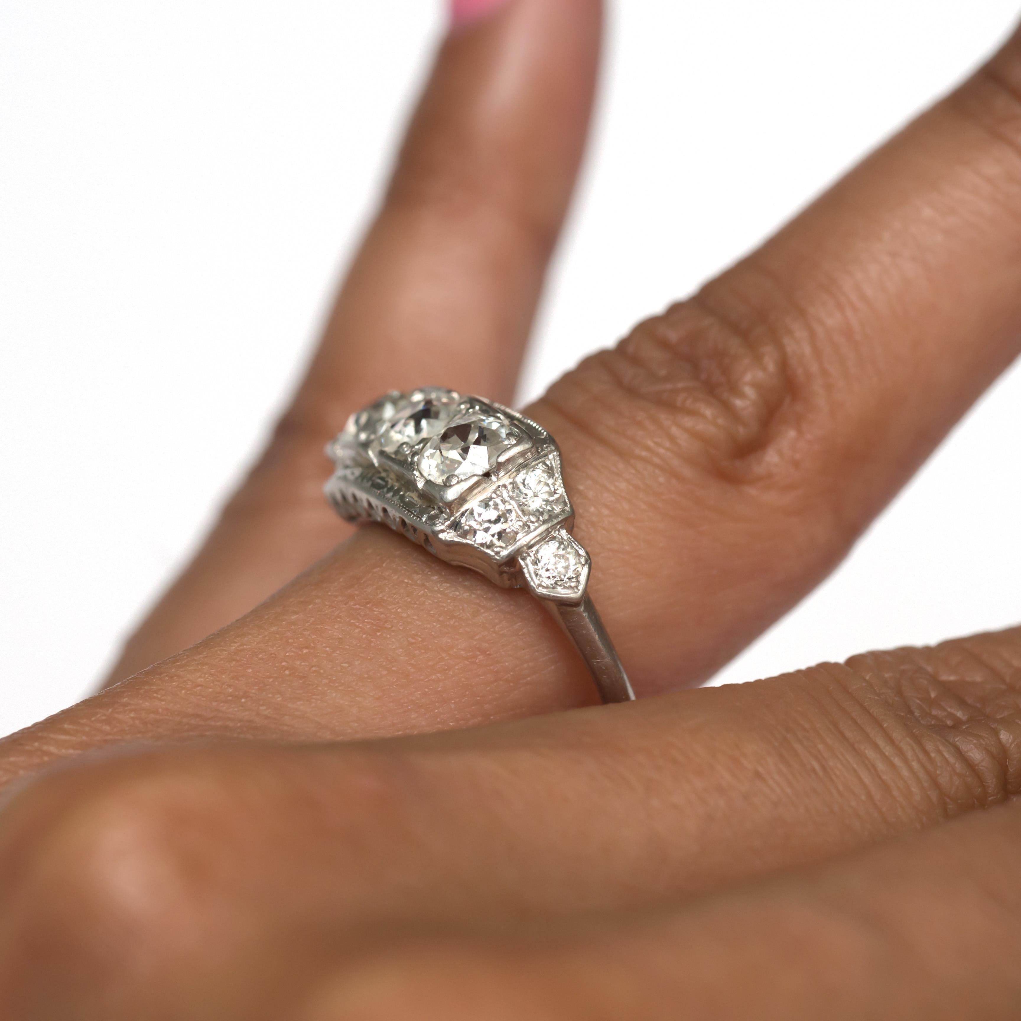 1.45 Carat Total Weight Diamond Platinum Engagement Ring 3