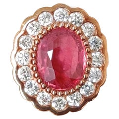 1.45 Carat Unheated Padparadscha Sapphire Ring Victorian Style in 18k Rose Gold