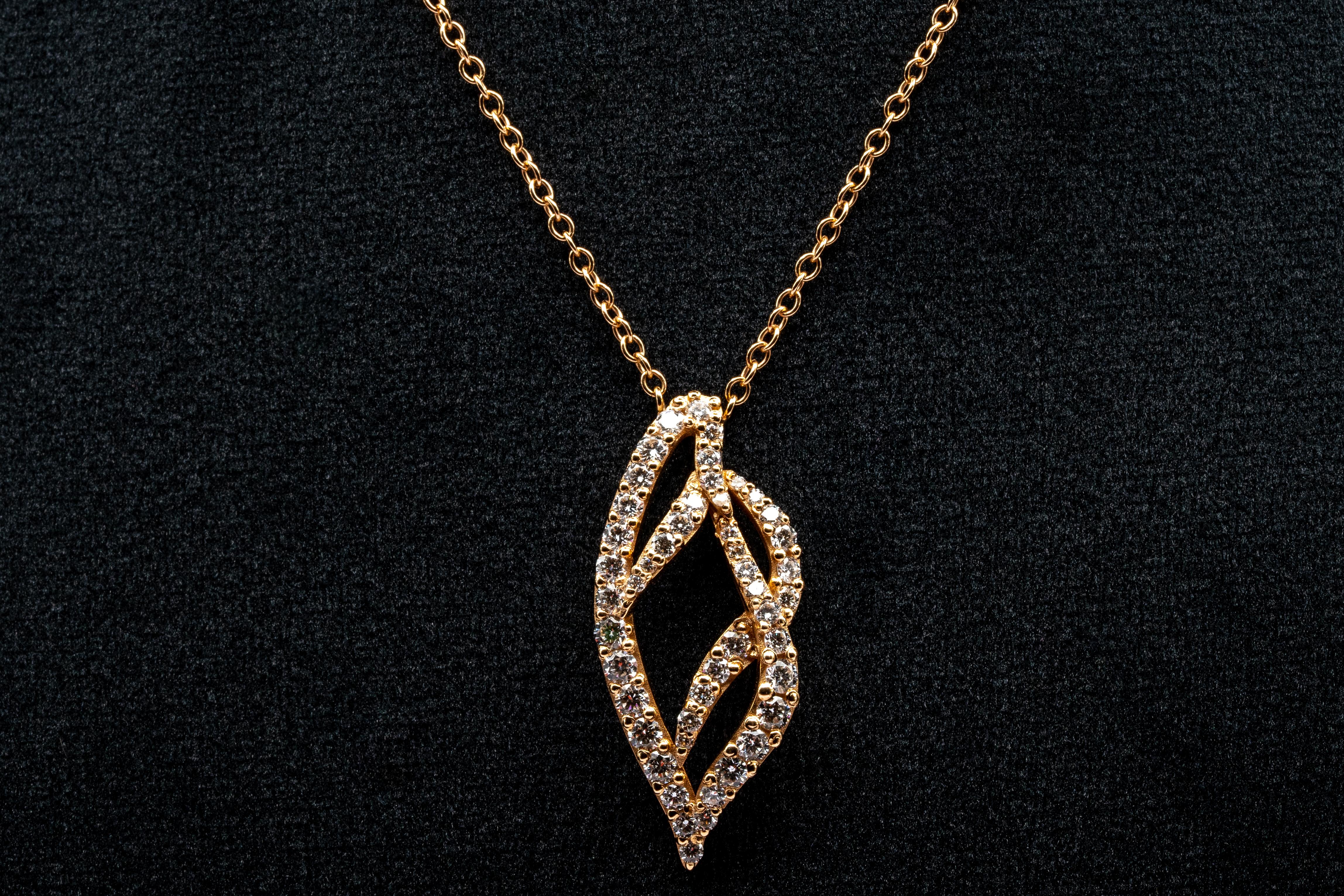 Contemporary 1.45 carat VS G diamonds on 18ct rose gold  pendant Grams 7.89 For Sale