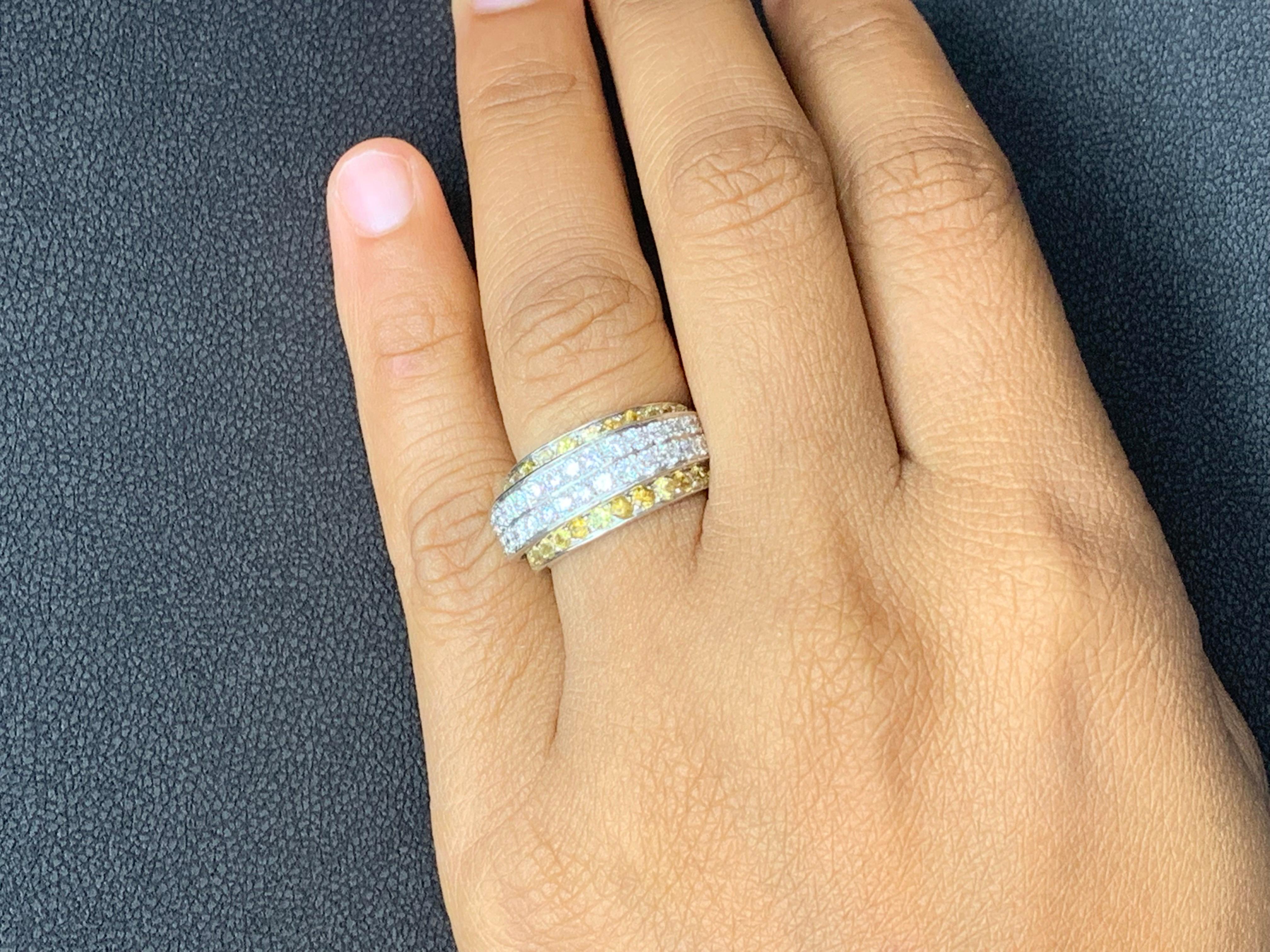 1,45 Karat Gelber Saphir und Diamant Mode-Ring aus 18 Karat Weißgold im Angebot 4