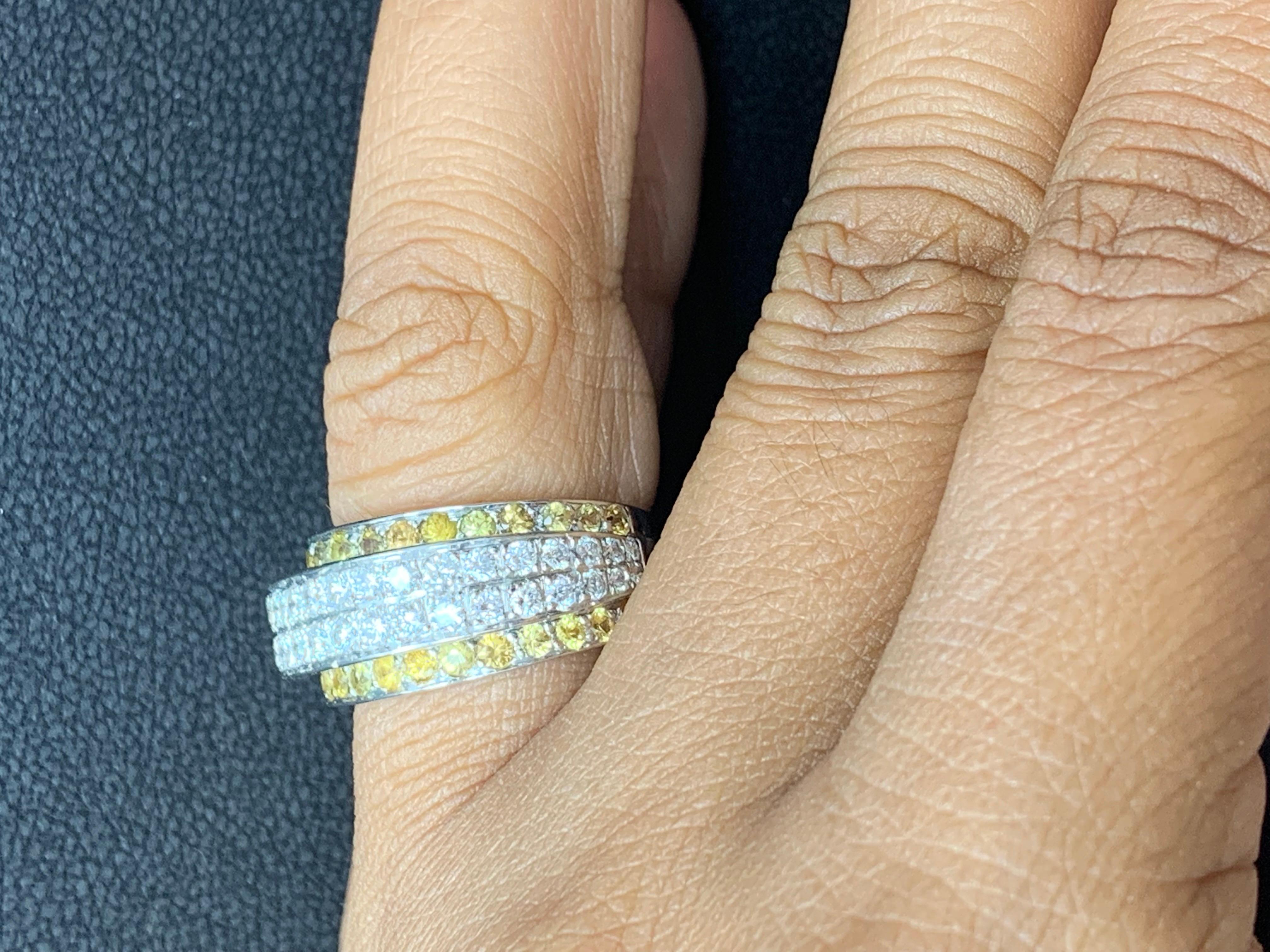 1,45 Karat Gelber Saphir und Diamant Mode-Ring aus 18 Karat Weißgold im Angebot 5