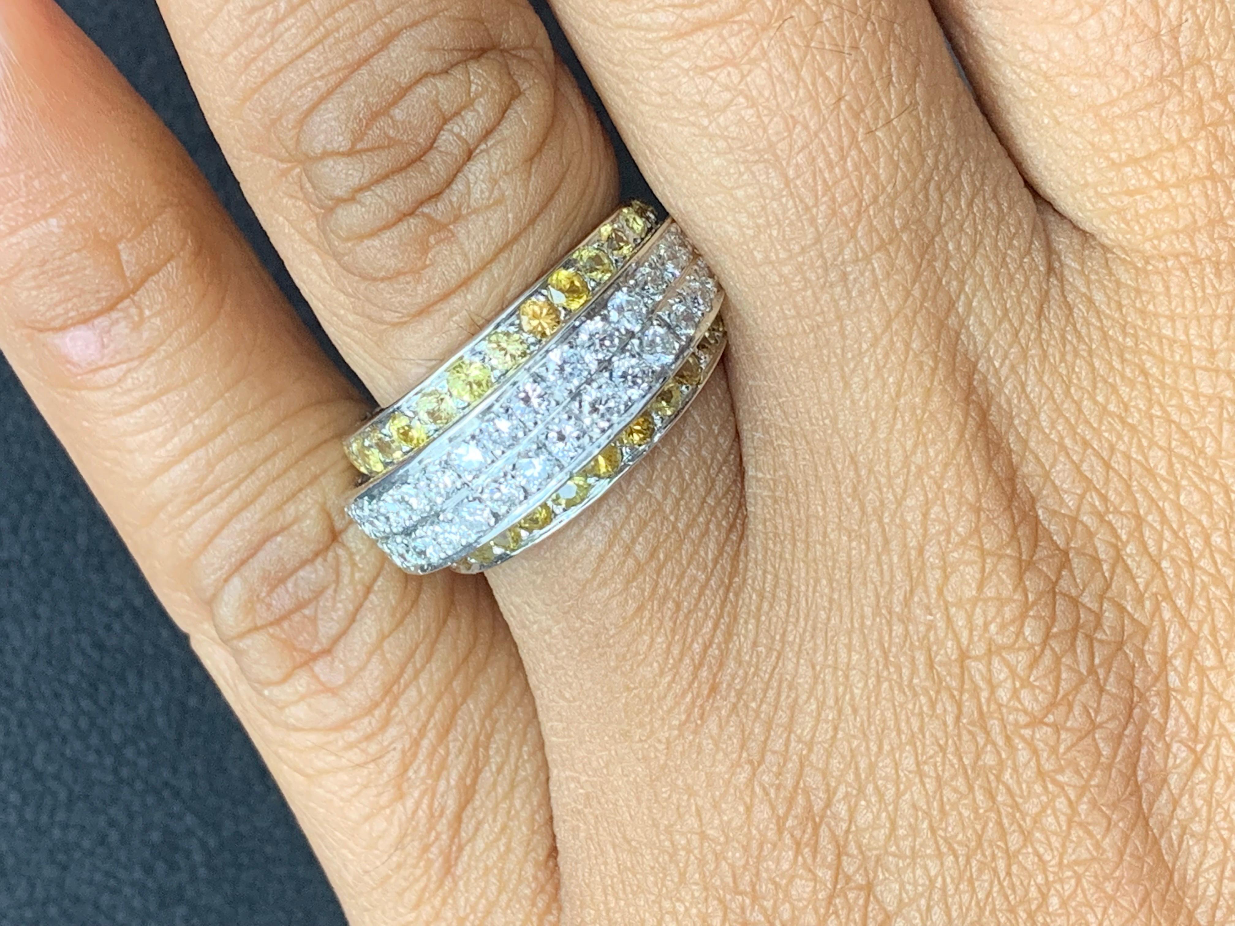 1,45 Karat Gelber Saphir und Diamant Mode-Ring aus 18 Karat Weißgold im Angebot 6