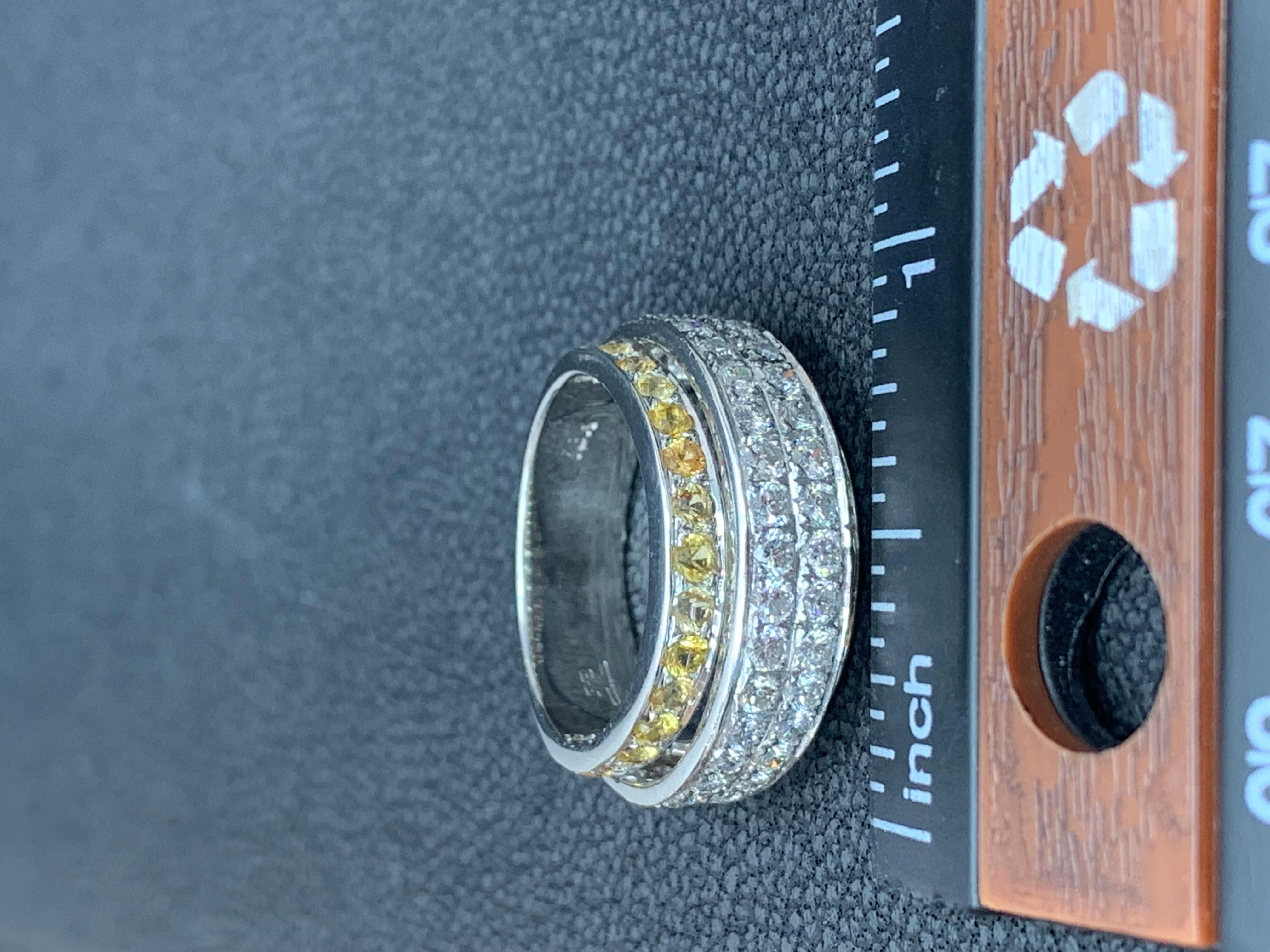 1,45 Karat Gelber Saphir und Diamant Mode-Ring aus 18 Karat Weißgold im Angebot 7