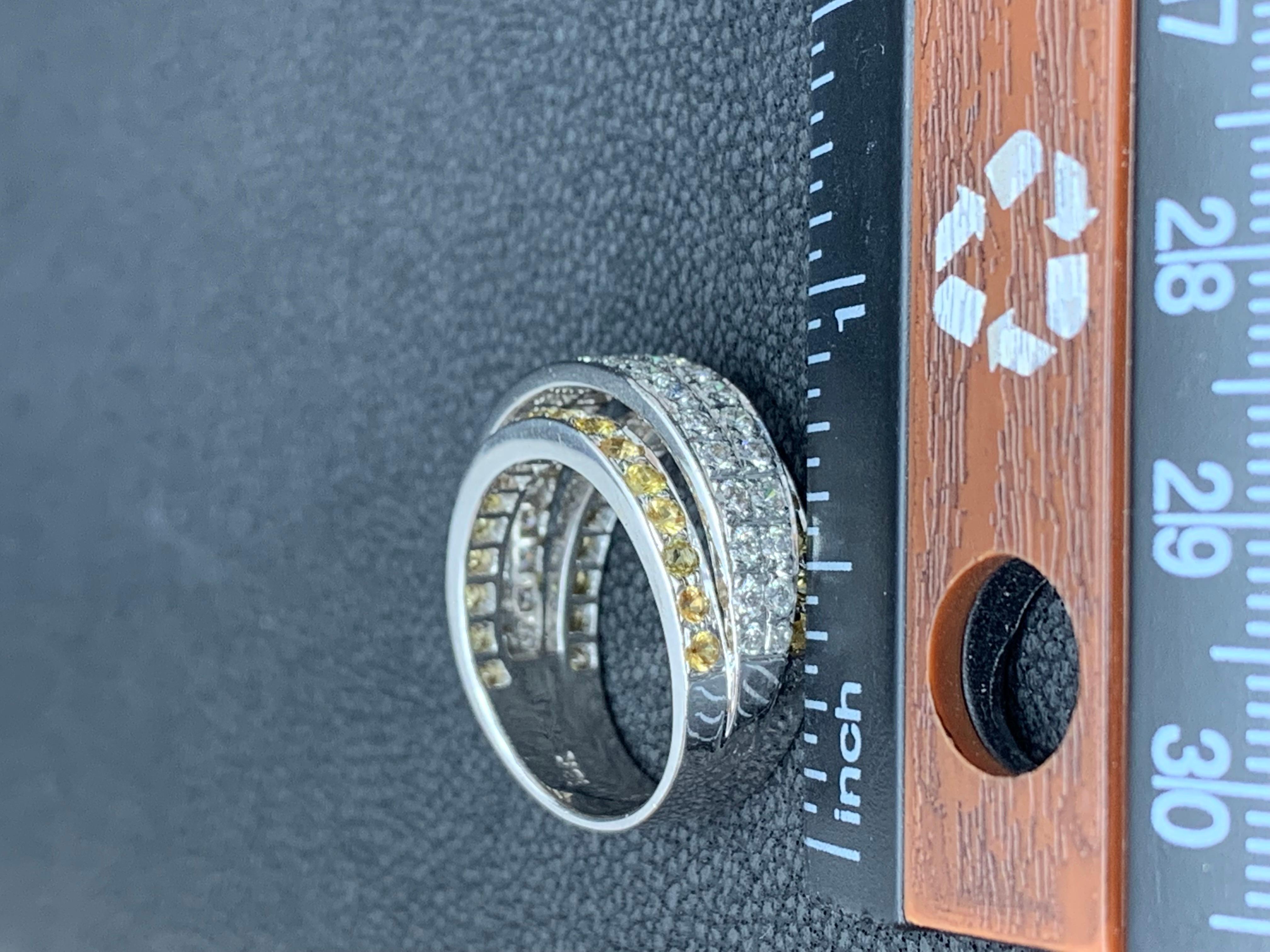 1,45 Karat Gelber Saphir und Diamant Mode-Ring aus 18 Karat Weißgold im Angebot 8