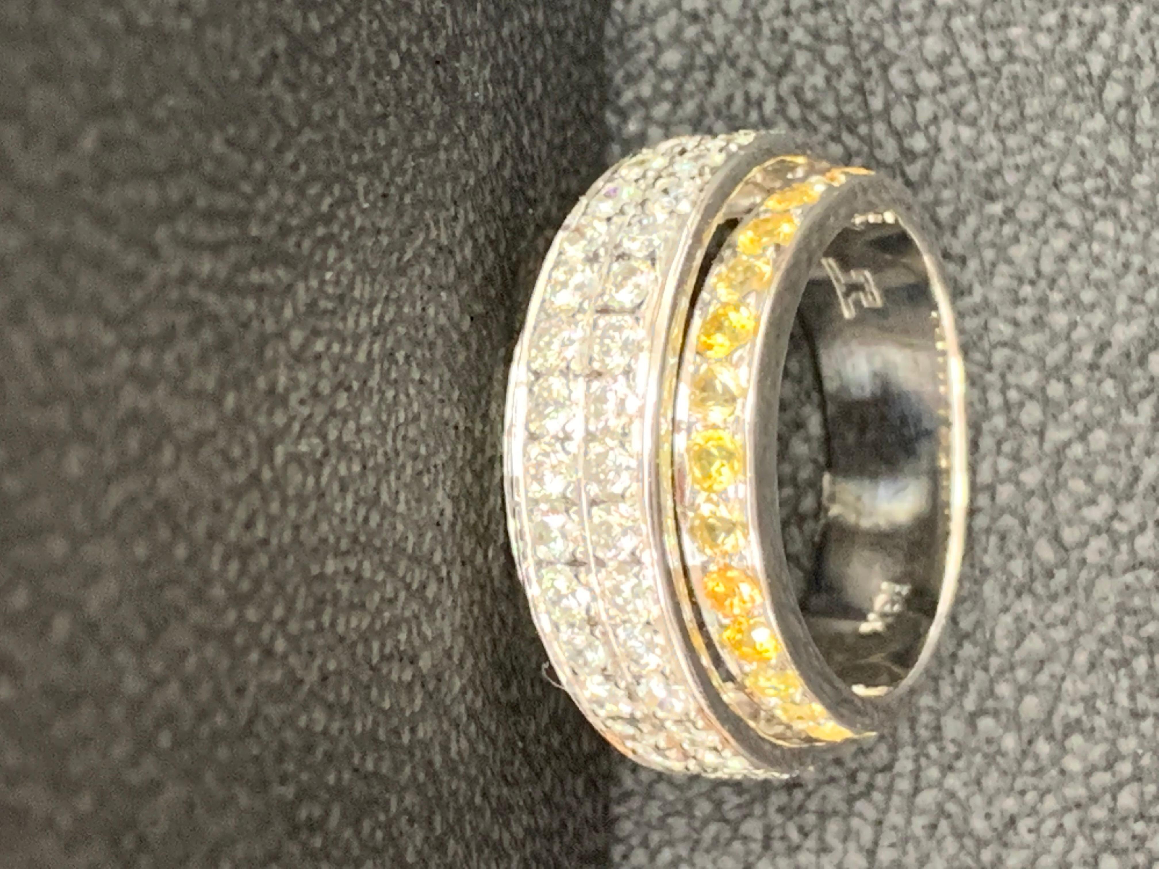 1,45 Karat Gelber Saphir und Diamant Mode-Ring aus 18 Karat Weißgold Damen im Angebot