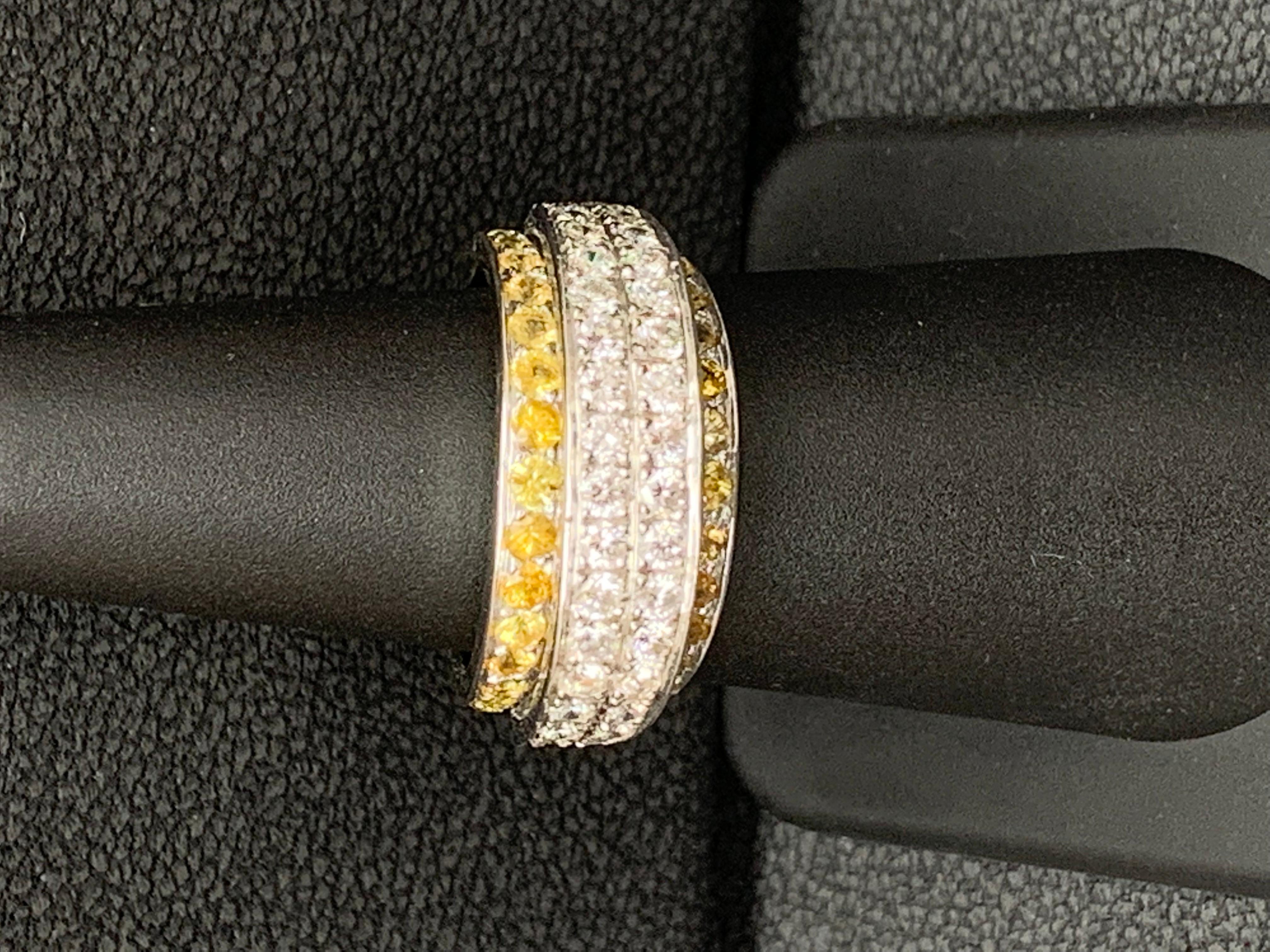 1,45 Karat Gelber Saphir und Diamant Mode-Ring aus 18 Karat Weißgold im Angebot 1
