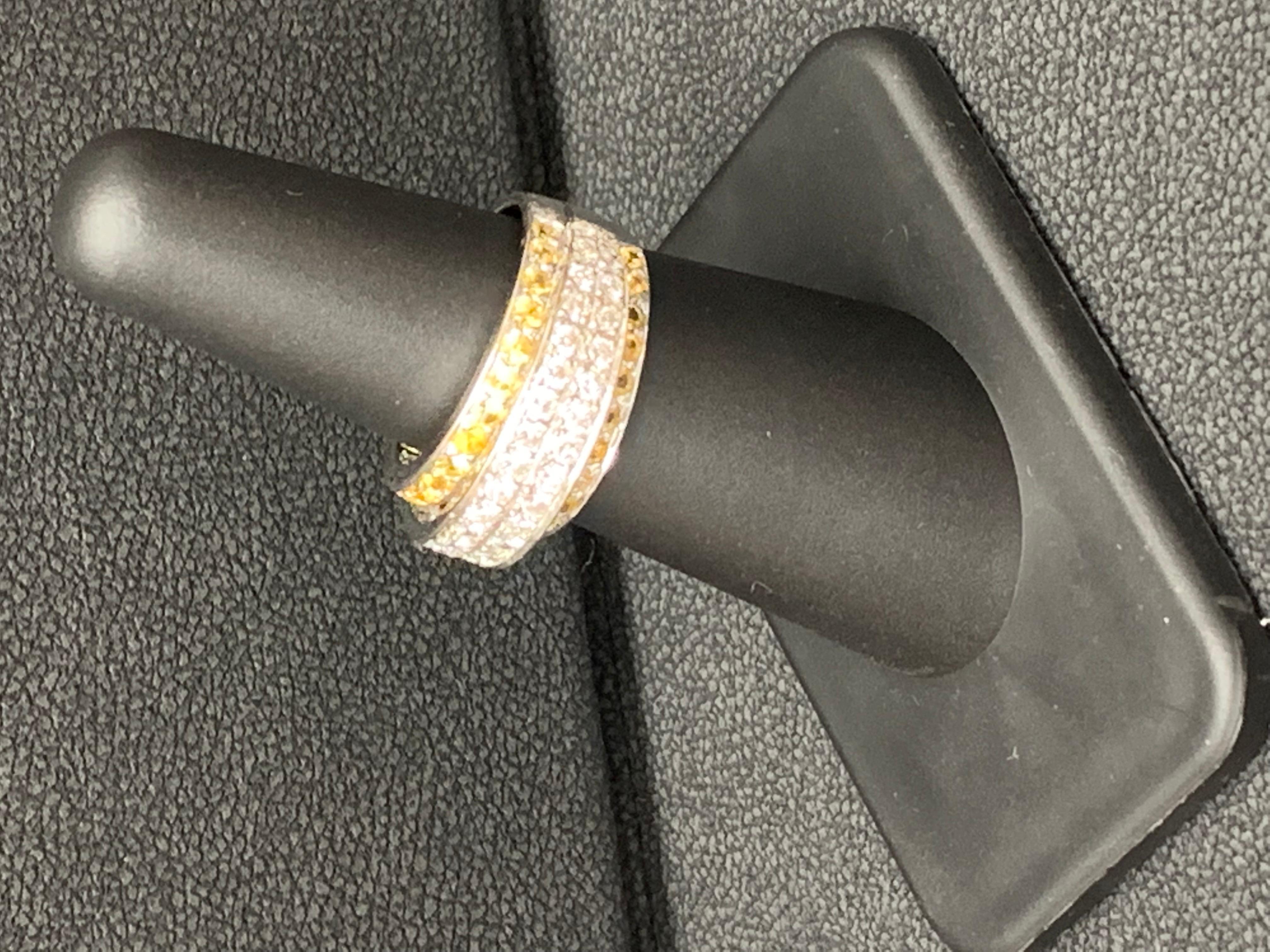 1.45 Carat Yellow Sapphire and Diamond Fashion Ring in 18K White Gold For Sale 2