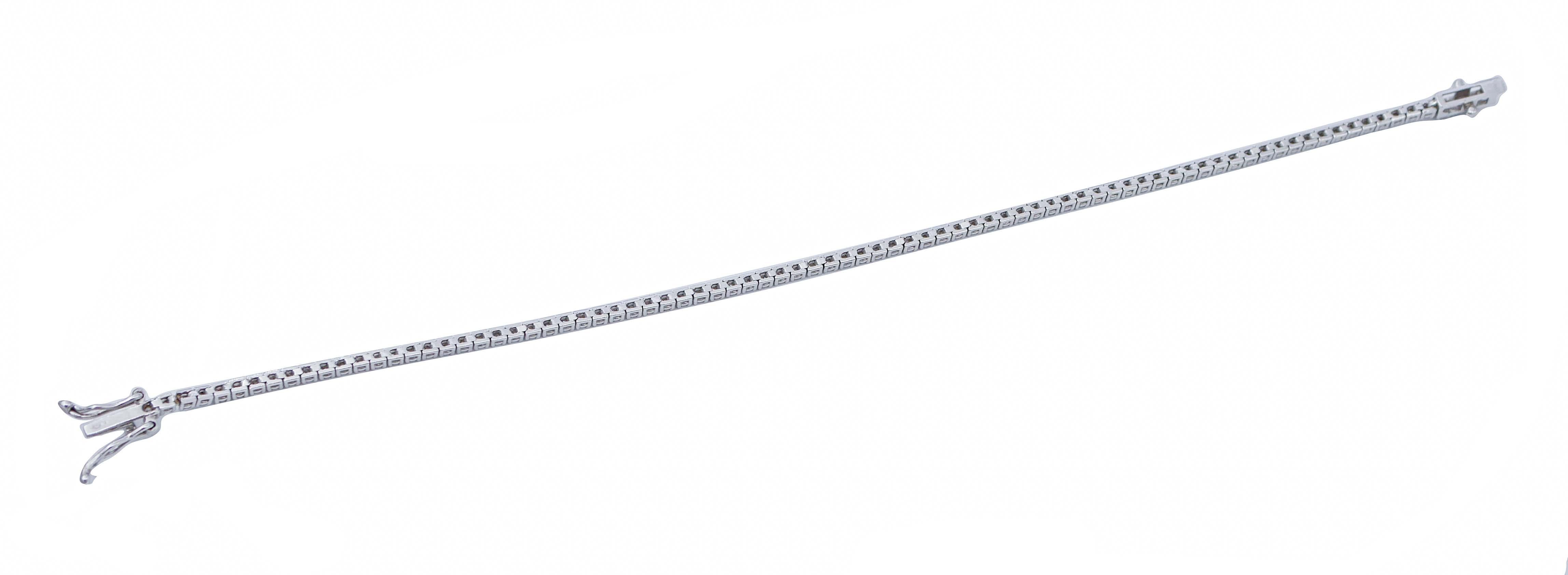 1,45 Karat Diamanten, 14 Karat Weißgold-Tennisarmband (Retro)
