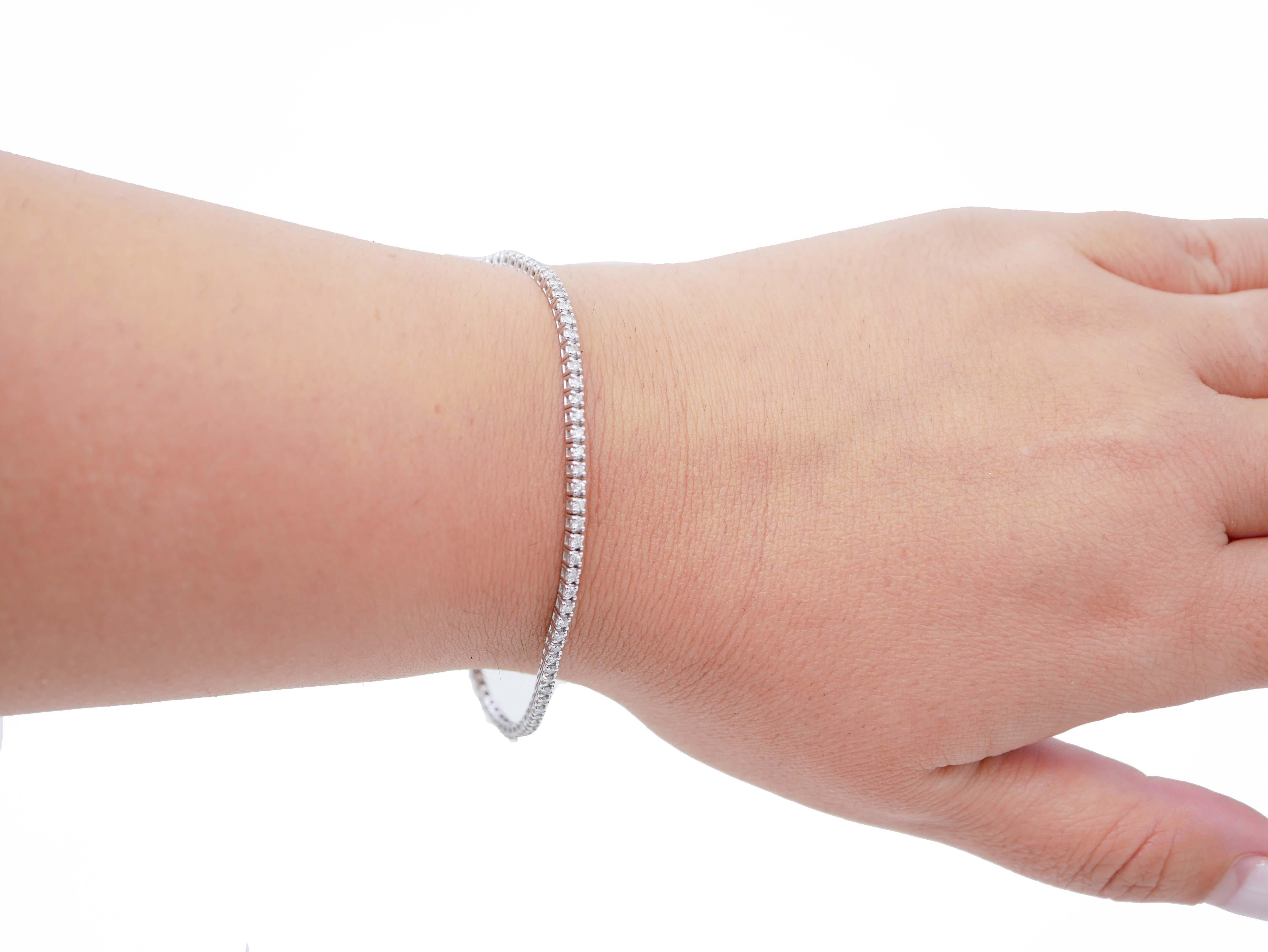 1,45 Karat Diamanten, 14 Karat Weißgold-Tennisarmband (Rundschliff)