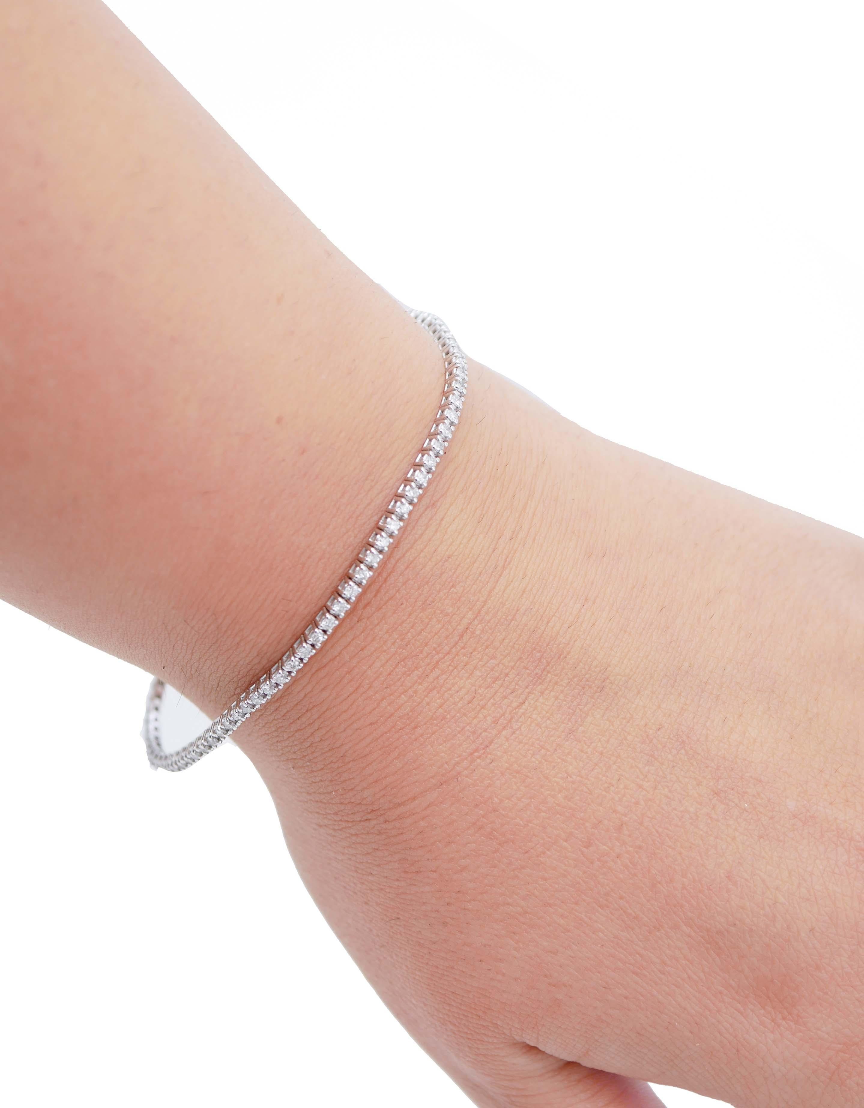 1,45 Karat Diamanten, 14 Karat Weißgold-Tennisarmband im Zustand „Gut“ in Marcianise, Marcianise (CE)