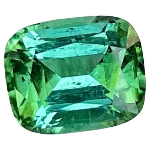 1.45 Carats Mint Green Tourmaline Stone Cushion Cut Afghan Gemstone