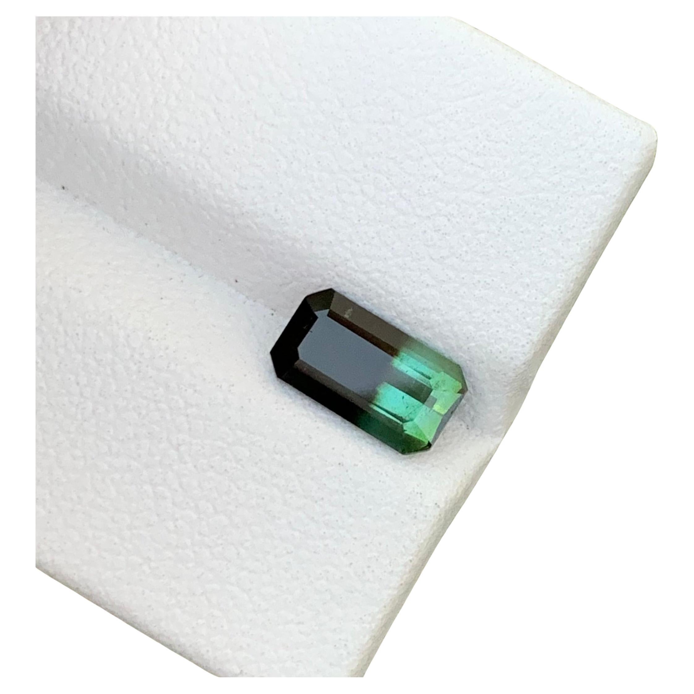 1.45 Carats Natural Loose Bicolor Tourmaline Emerald Shape For Sale
