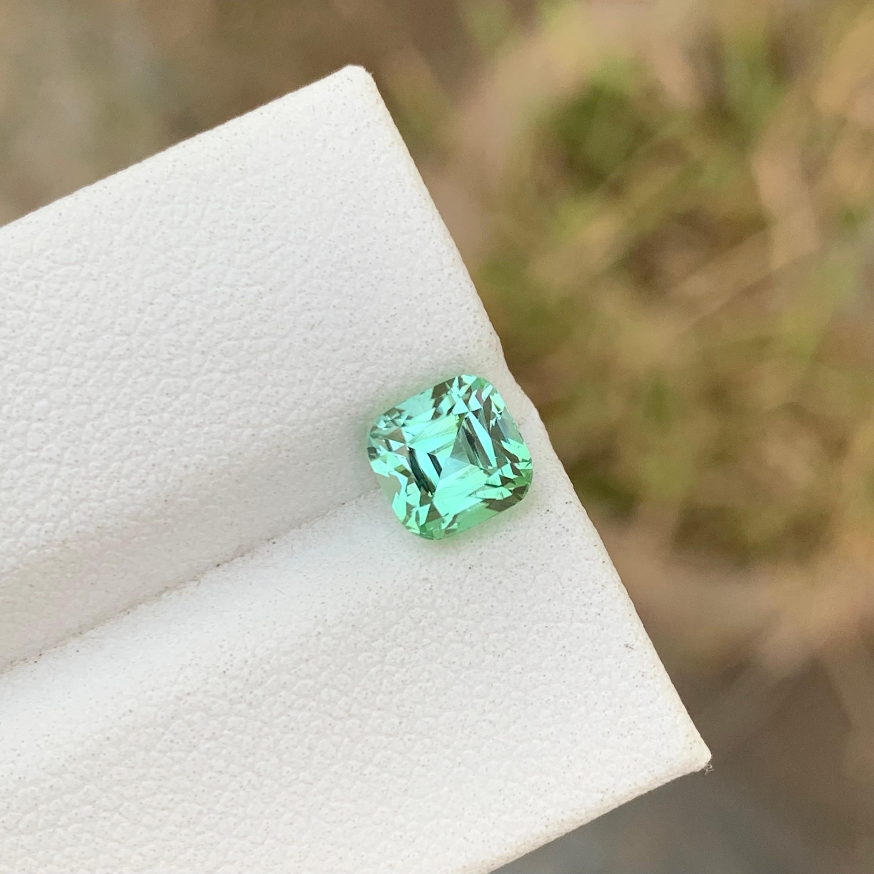 Cushion Cut 1.45 Carats Natural Loose Mint Green Tourmaline Ring Gemstone  For Sale