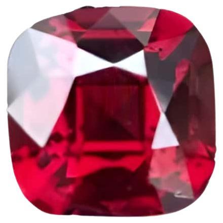 Pierre naturelle de Birmanie rouge non sertie de 1,45 carat, pierre spinelle taille coussin en vente