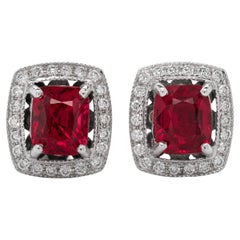 Natural Neon Tanzanian Spinel 1.45 Carats in White Gold Earrings 