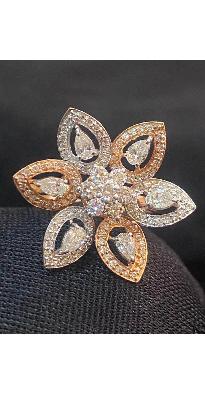 An exquisite Diamonds ring in amazing floral design, designed with particular attention on all details.
Elevate your timeless of beauty and add a touch of refinement and sophistication on your look.
Magnificent ring come in 14k bicolor gold with