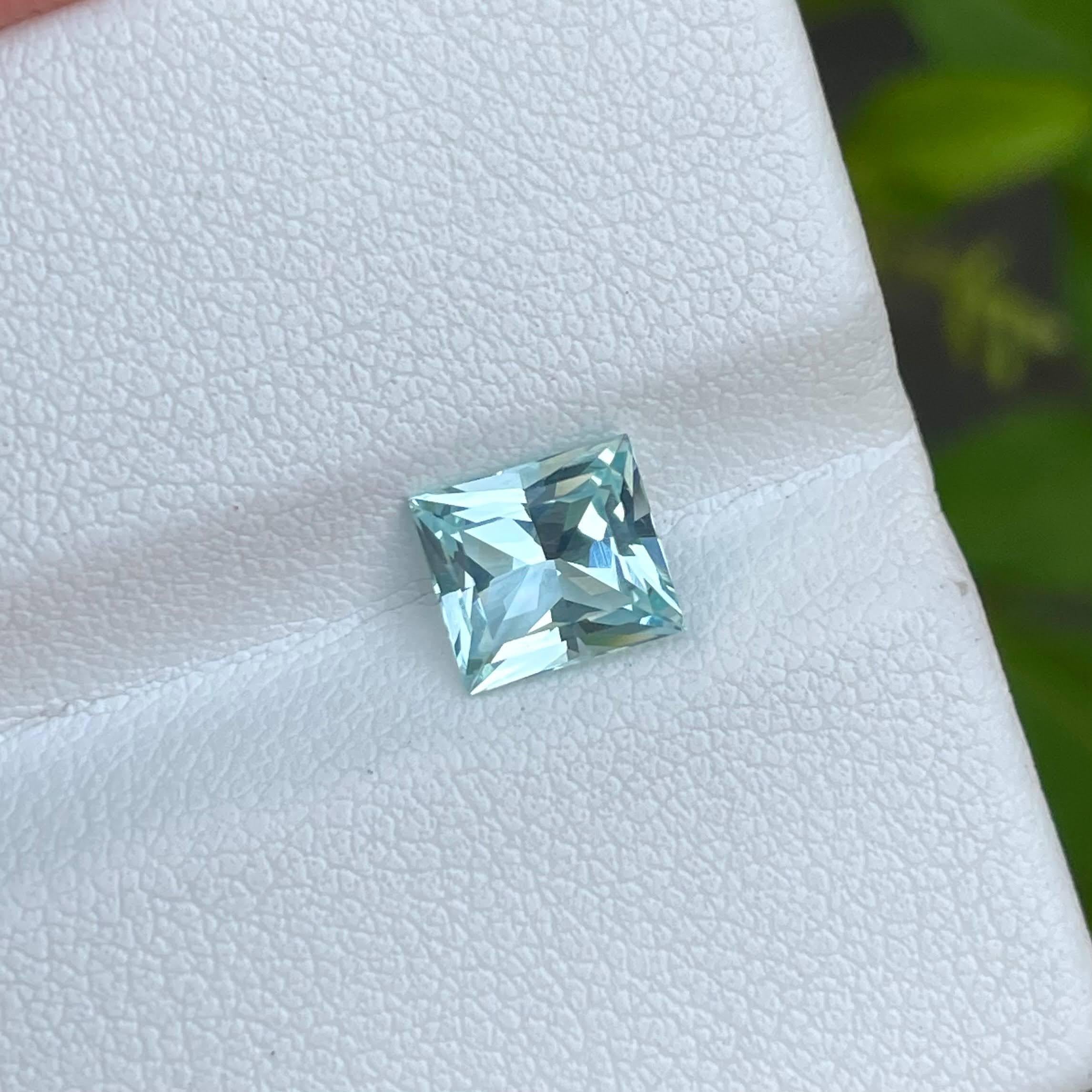 Weight 1.45 carats 
Dimensions 7.1x6.38x4.62 mm
Treatment none 
Origin Nigeria 
Clarity loupe clean 
Shape rectangular
Cut baguette 





A dazzling creation from the heart of Nigeria, this Sea Blue Aquamarine Stone is a true gemological