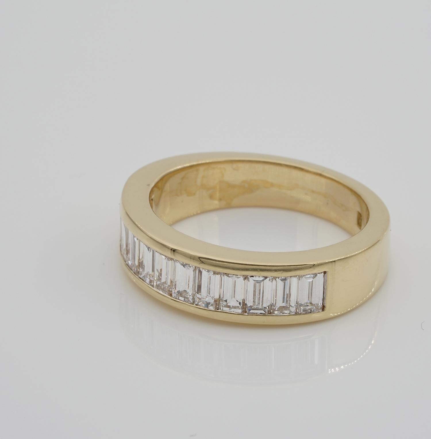 Contemporary 1.60 Ct Baguette Diamond F IF Half Eternity Ring For Sale