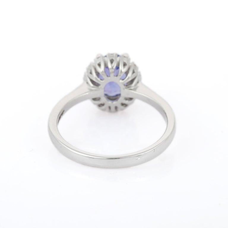 En venta: 1,45 Ct. Anillo de compromiso de diamante tanzanita certificado tachonado en oro blanco de 18k  6