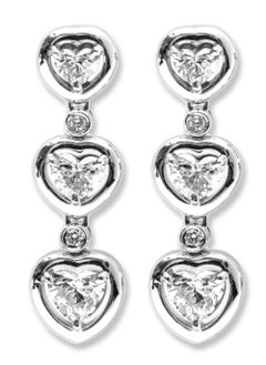1.45 Ct Earrings Heart Degradé 18K White Gold
