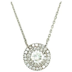 1.45 ct White Gold Diamond Pendant with Necklace, 14kt White Gold