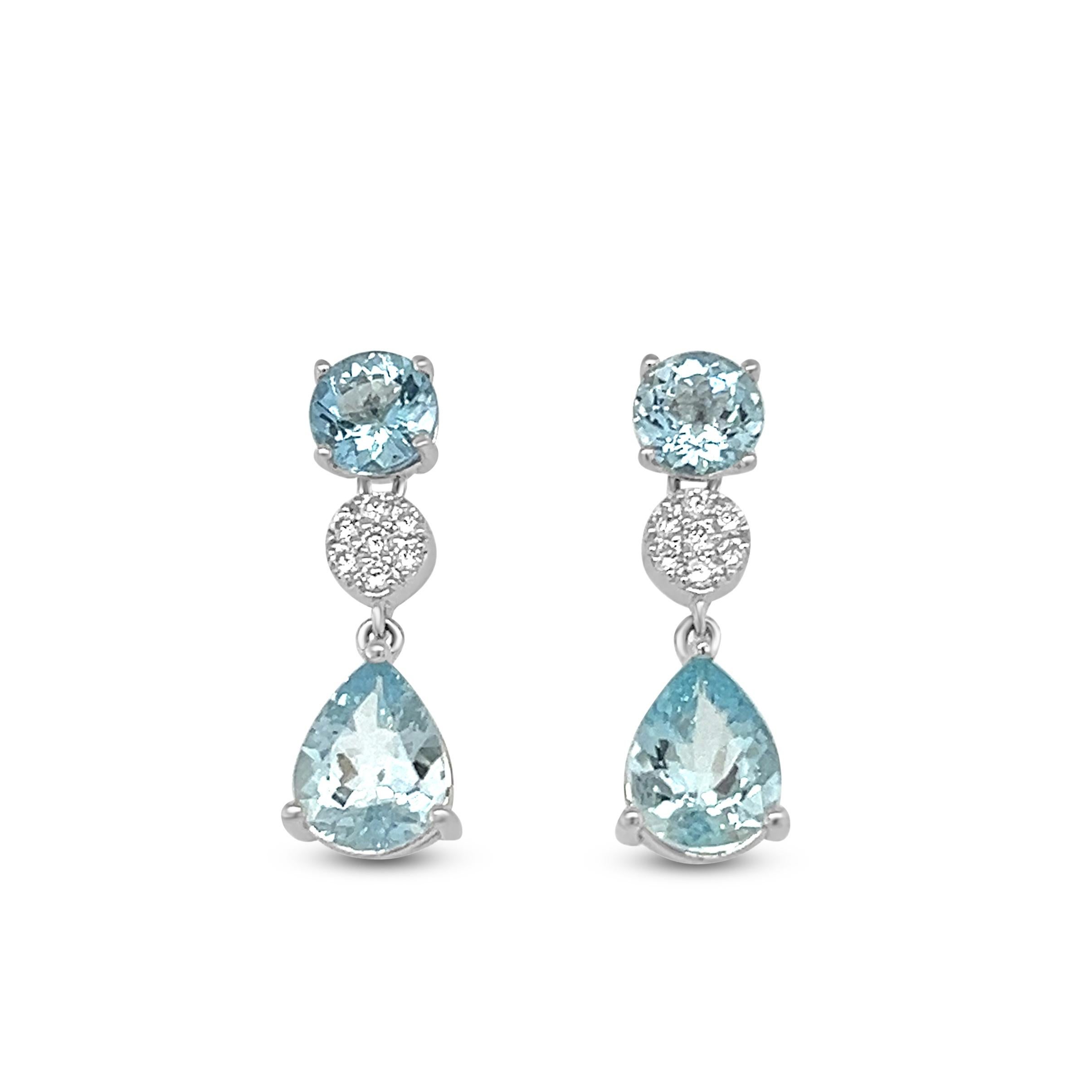 Pear Cut 1.45 Cts Aquamarine Drop Dangle Earrings 925 Sterling Silver Women Jewelry   For Sale