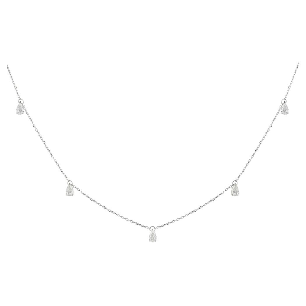 1,45 Karat Diamant- birnenförmiger Charm-Halskette aus 18 Karat Weißgold