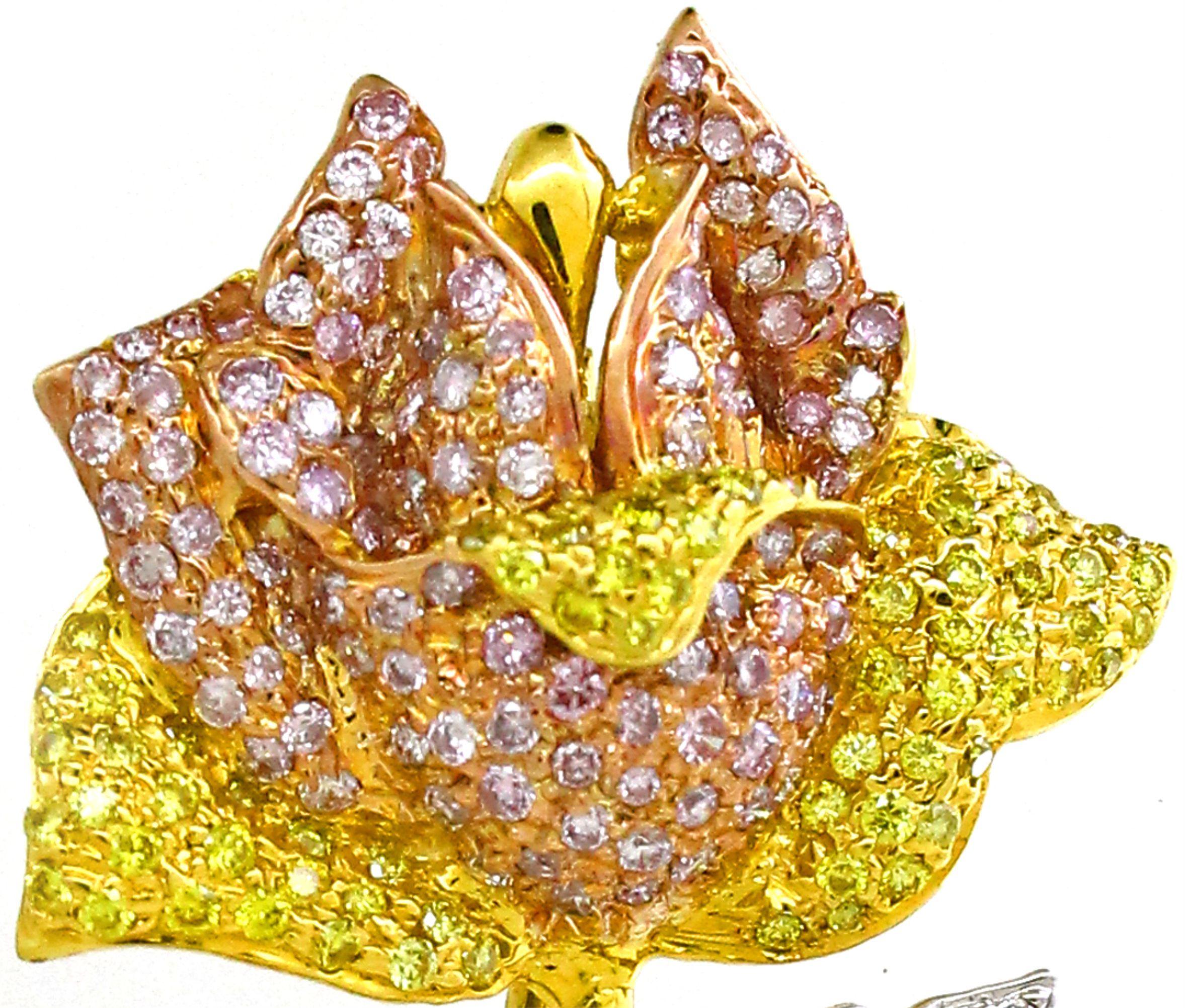 Round Cut 1.45 cts of Diamond Rose Pendant cum Brooch