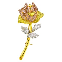 1.45 cts of Diamond Rose Pendant cum Brooch
