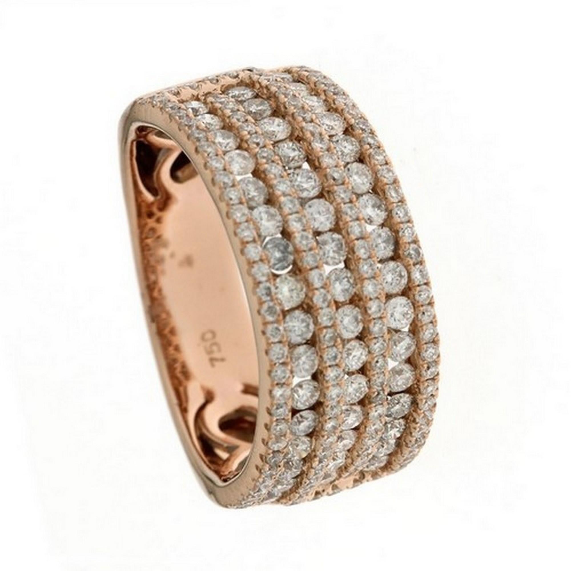 Modern 1.45 CTW Brilliant Round Diamond in 18K Rose Gold Classic Collection Finger Ring For Sale