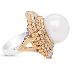 14.5 mm South Sea Pearl With 2.49 carat D Color VVS 1 Clarity Diamond Ring