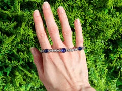 14.50 Carat Sapphire and 2.10 Carat Diamond 18k White Gold Bracelet Circa 1930