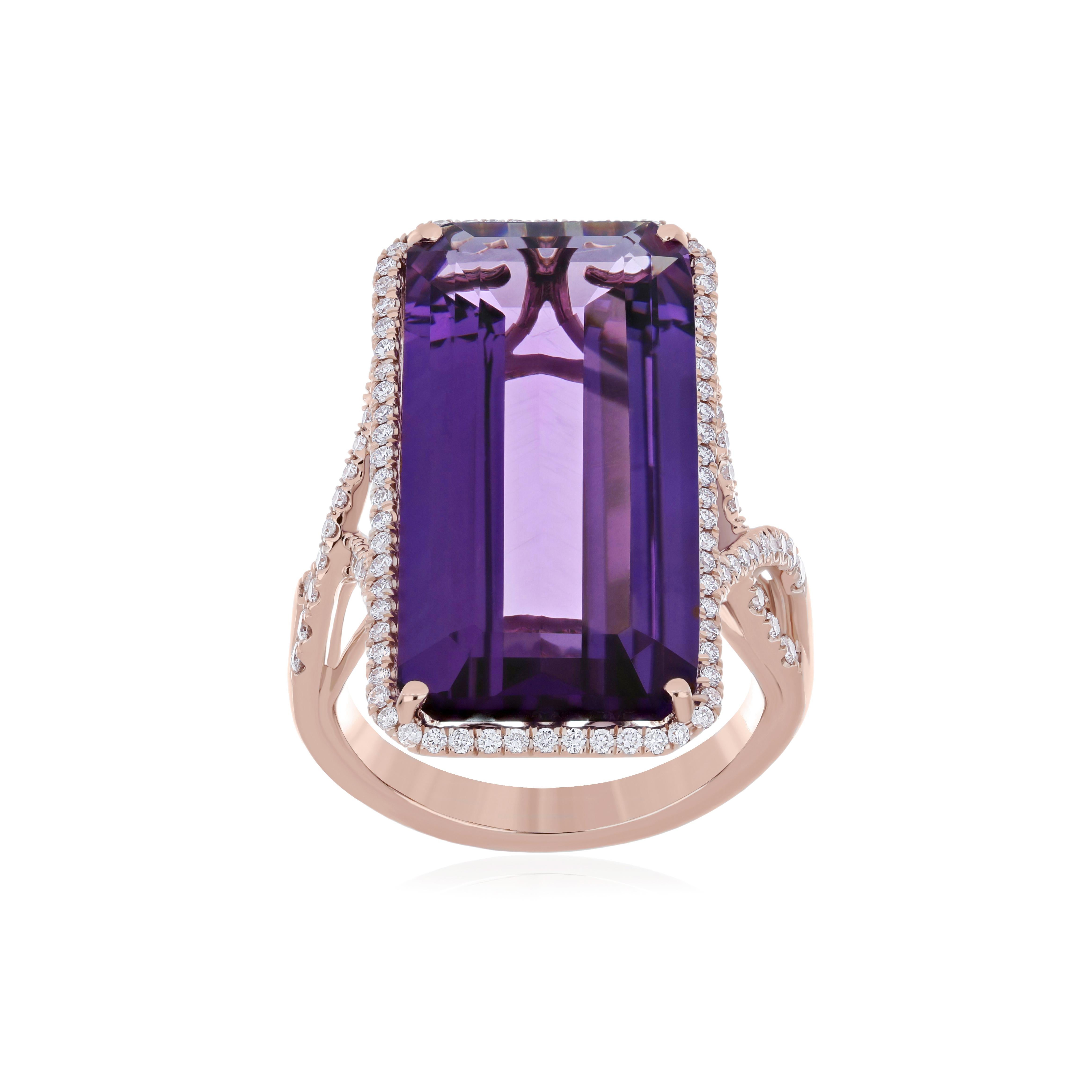 For Sale:  14.50Cts Amethyst and Diamond 14 Karat Rose Gold for Cocktail & Daily Wear 2