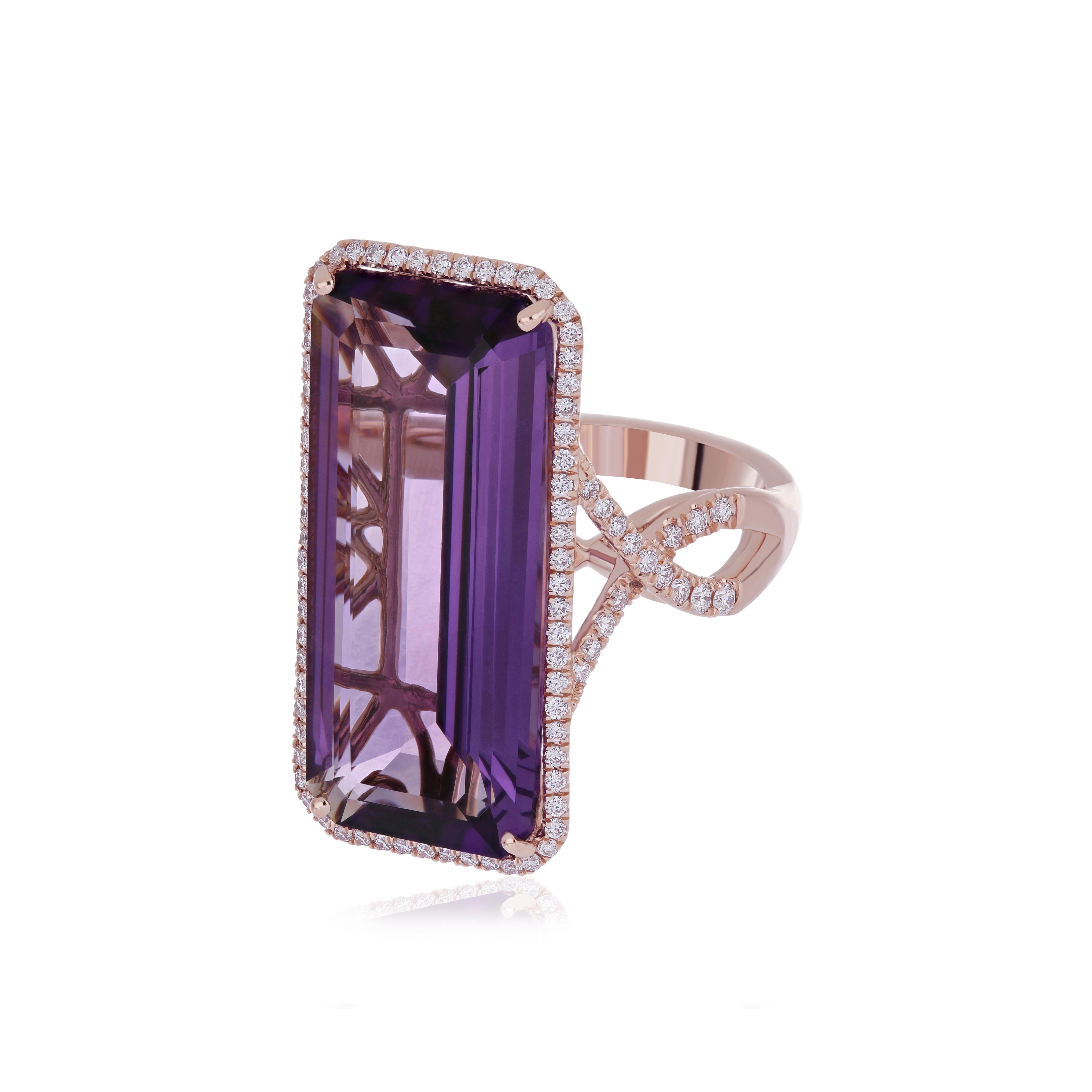 For Sale:  14.50Cts Amethyst and Diamond 14 Karat Rose Gold for Cocktail & Daily Wear 3