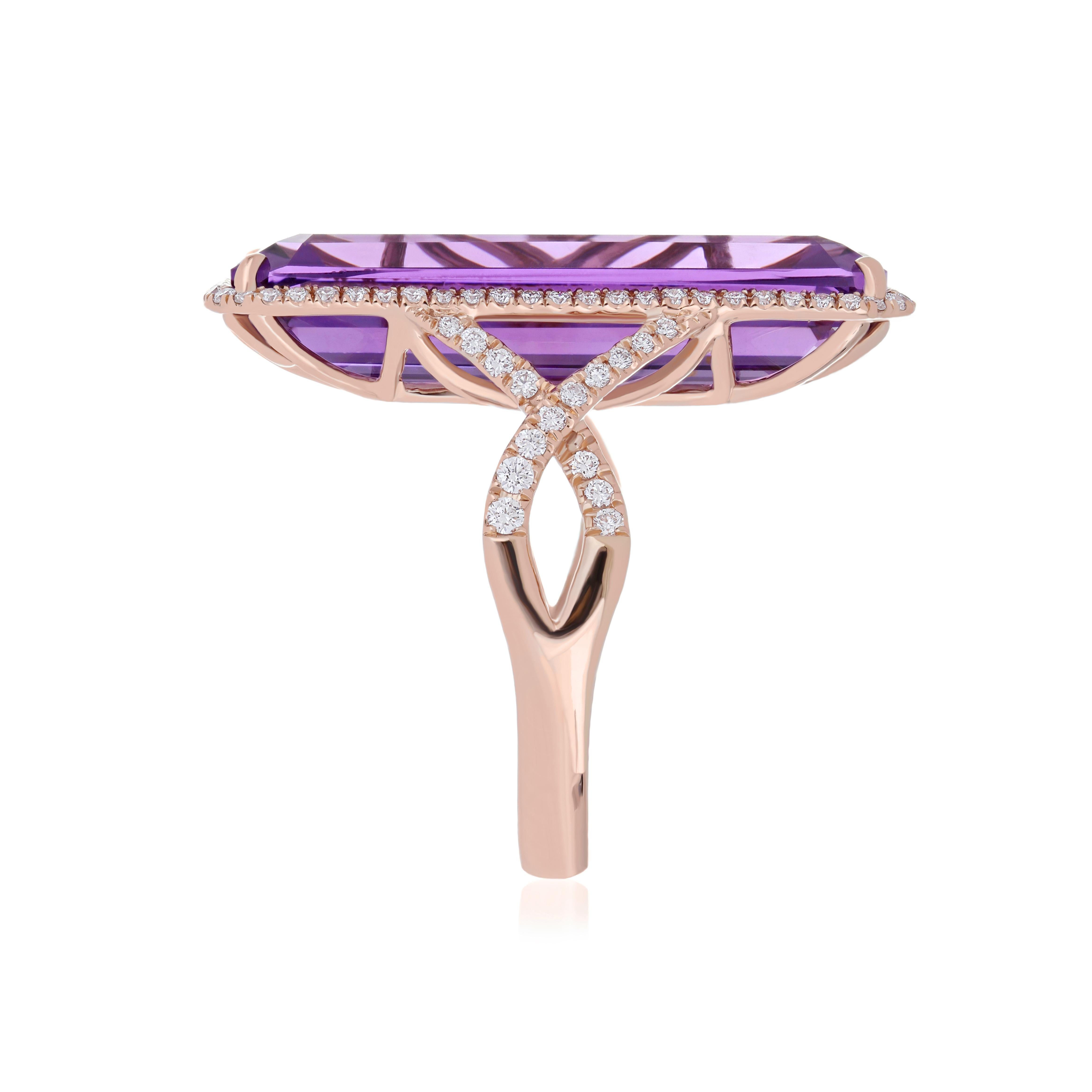 For Sale:  14.50Cts Amethyst and Diamond 14 Karat Rose Gold for Cocktail & Daily Wear 4