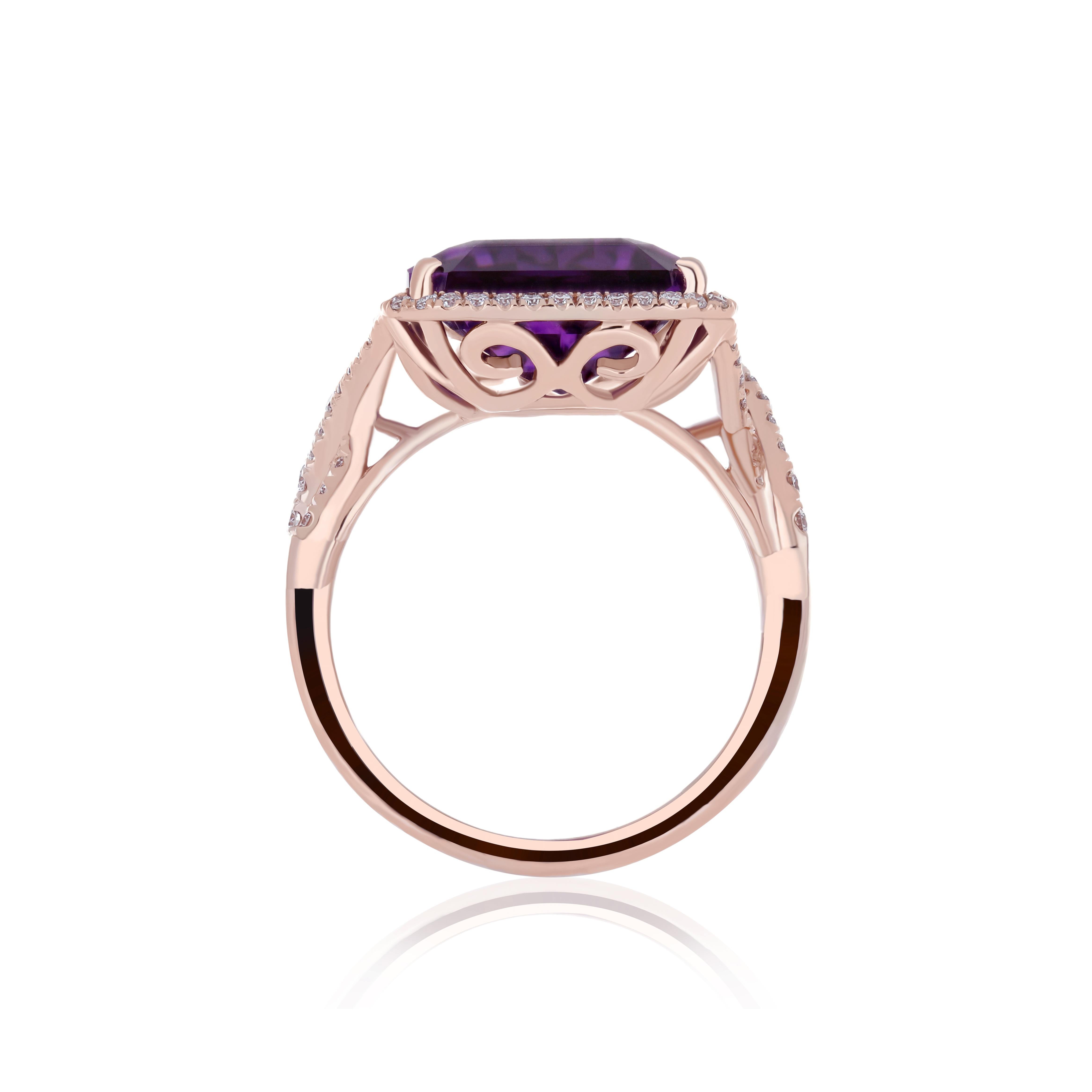 For Sale:  14.50Cts Amethyst and Diamond 14 Karat Rose Gold for Cocktail & Daily Wear 5