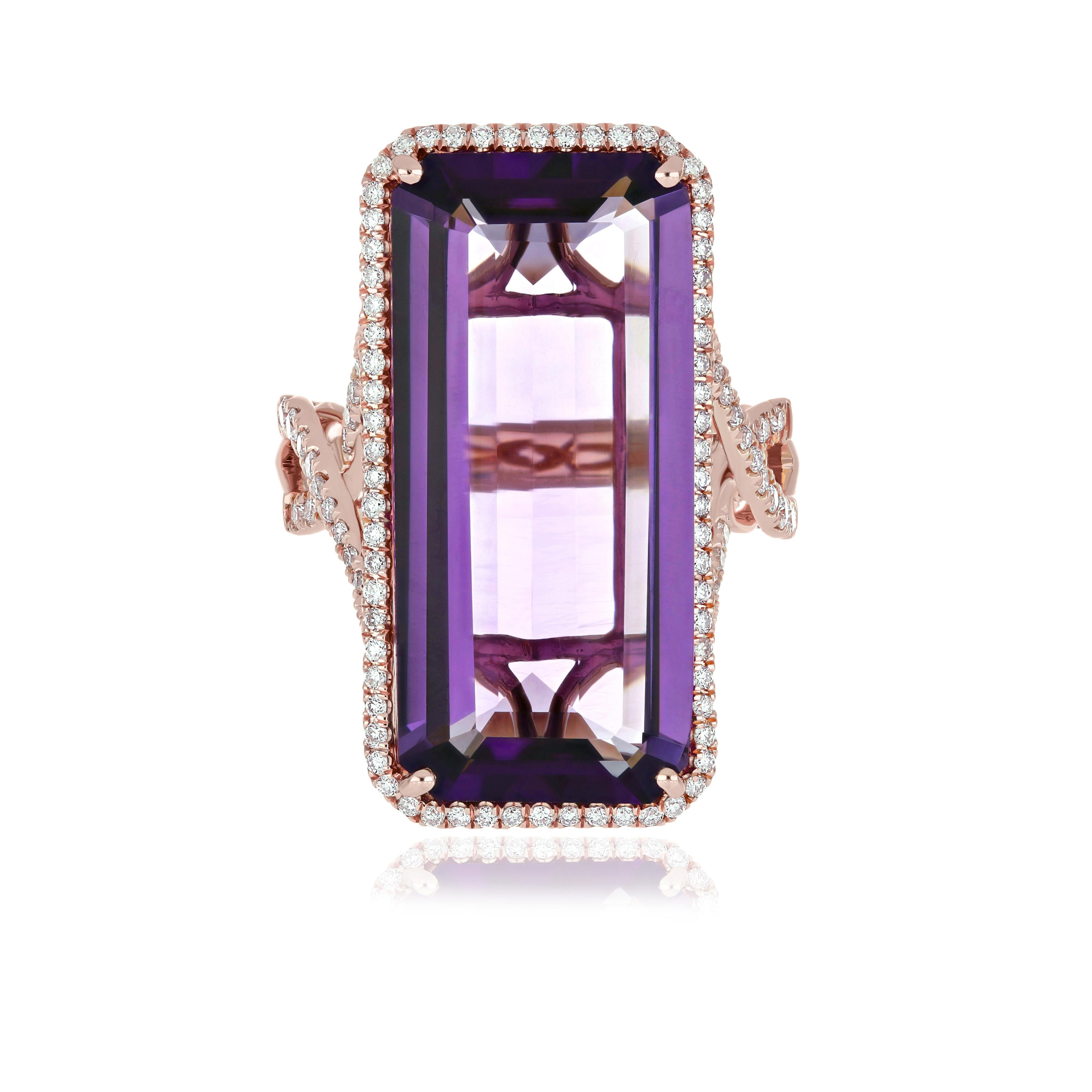 For Sale:  14.50Cts Amethyst and Diamond 14 Karat Rose Gold for Cocktail & Daily Wear 8