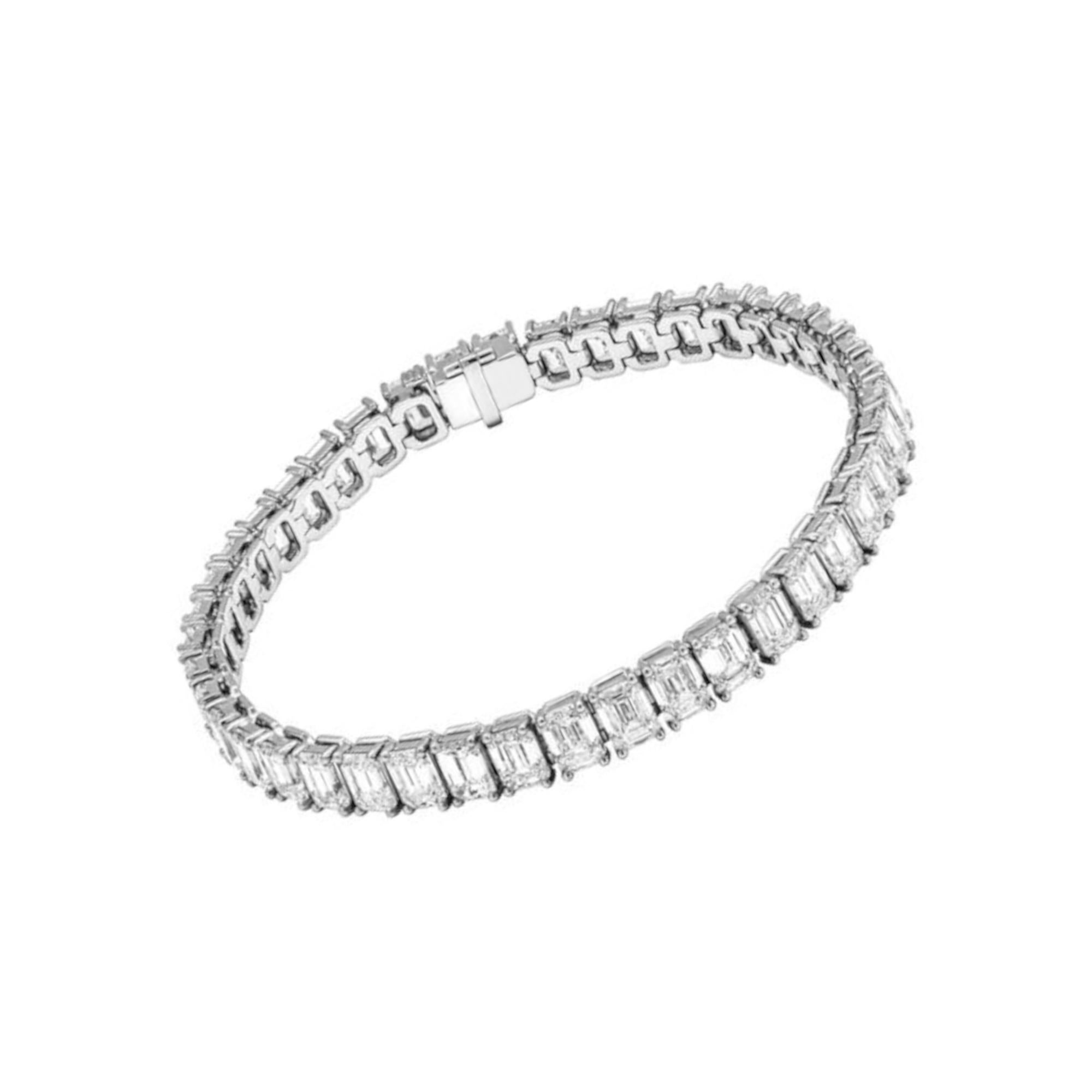 Pulsera de tenis con diamantes de color F-G de 14,50 ctw en oro blanco de 14 quilates Moderno en venta