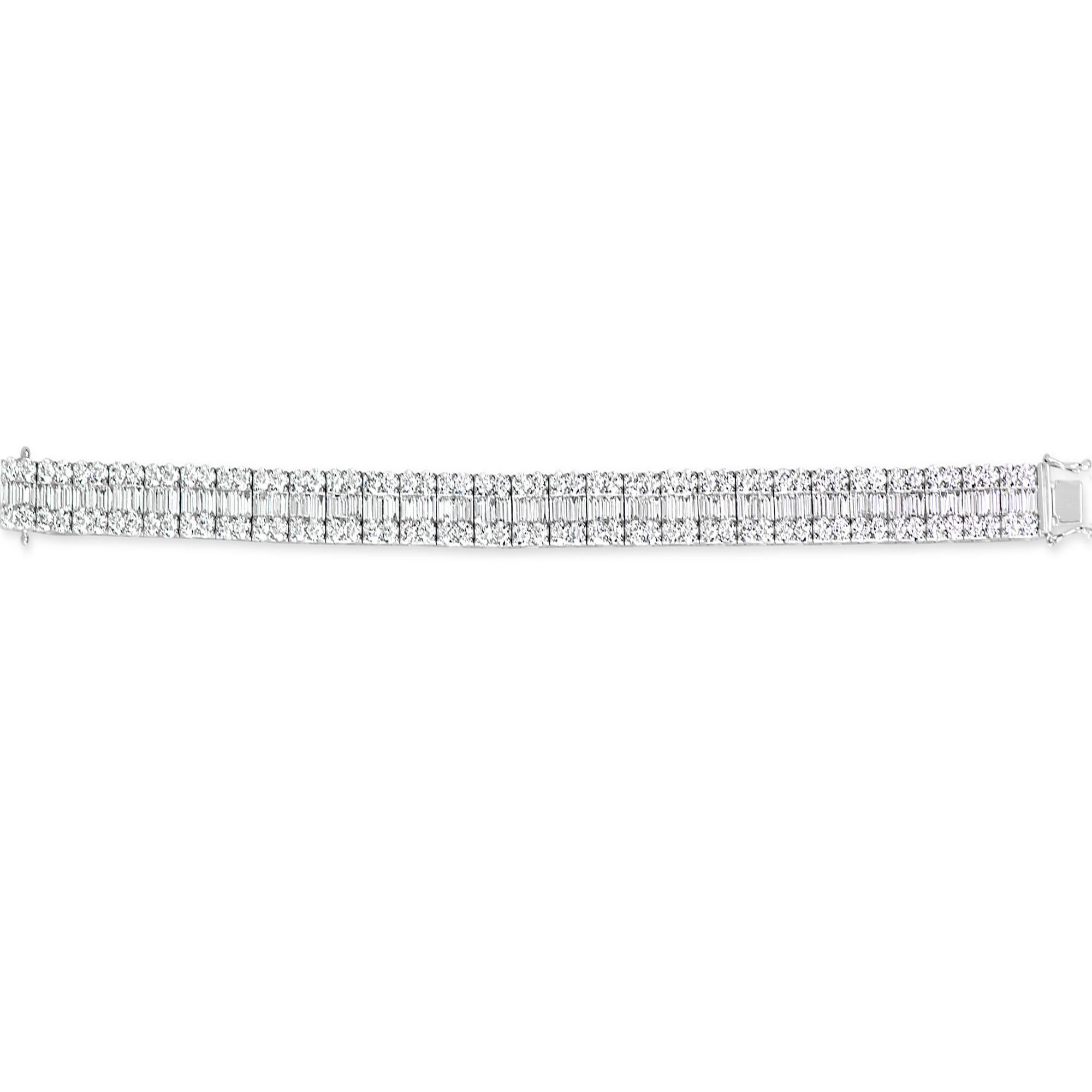 Baguette Cut 14.51 Carat Natural Baguette Diamond Bracelet