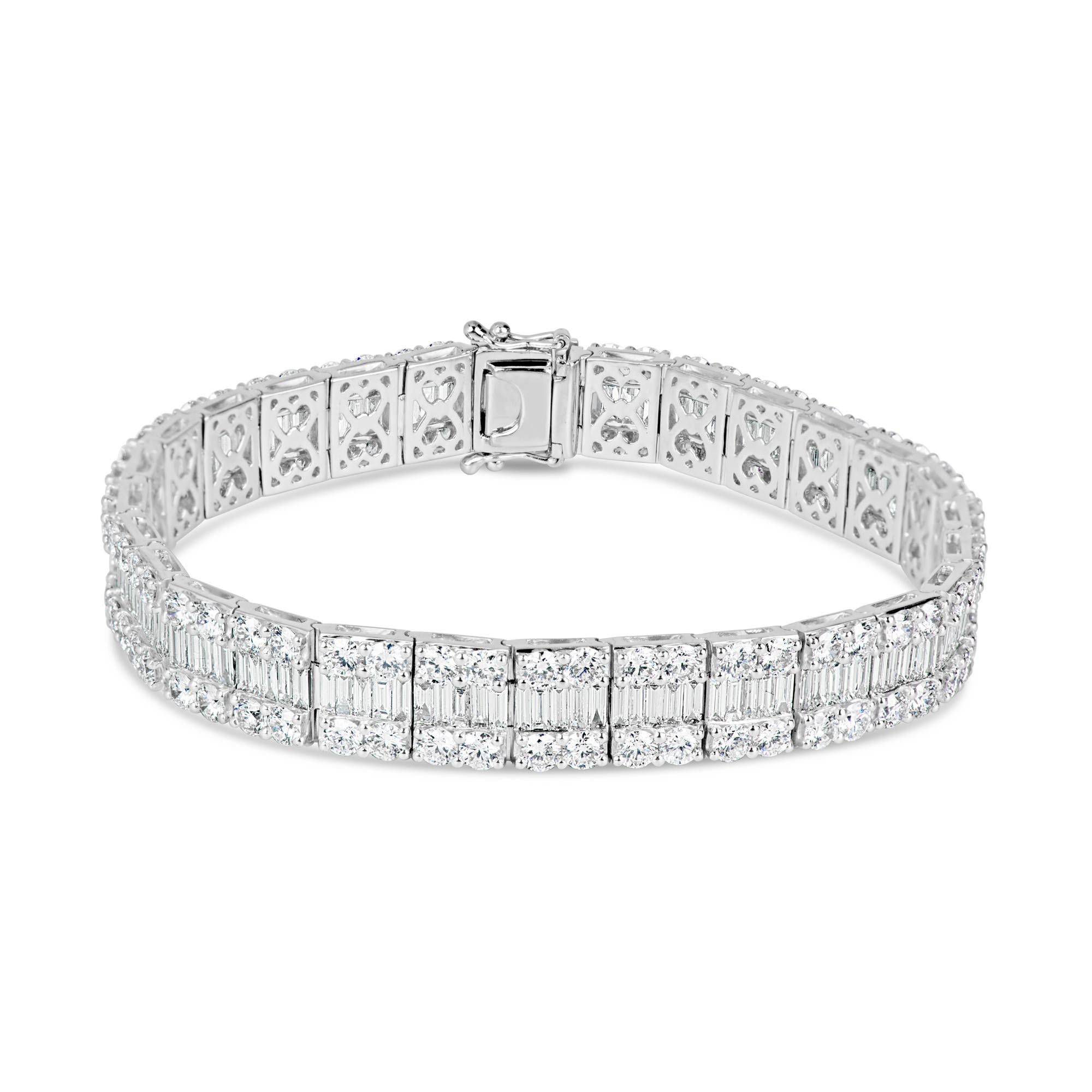 14.51 Carat Natural Baguette Diamond Bracelet