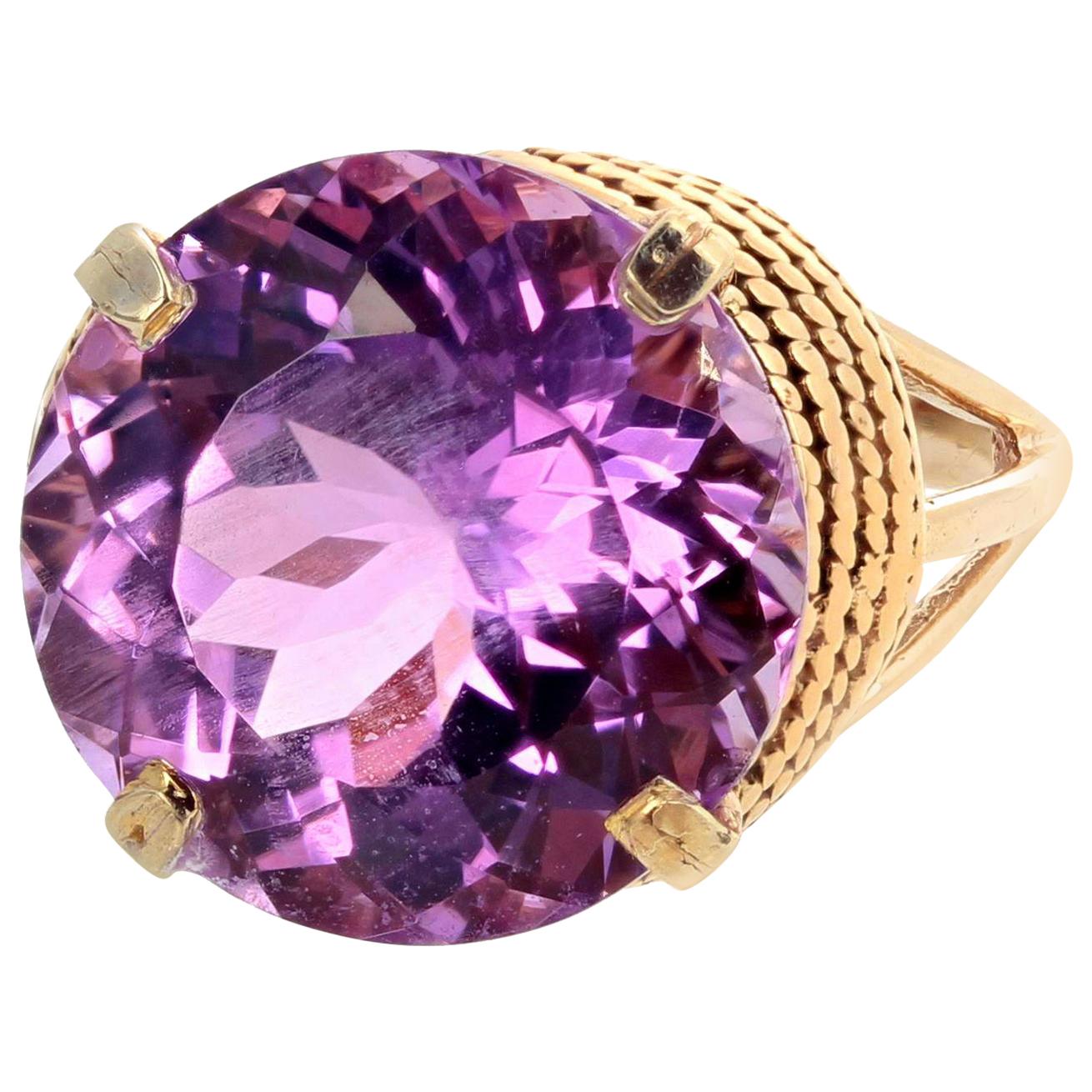 AJD Extraordinary Rare 14.51Ct Natural Kunzite 14Kt Gold Cocktail Ring