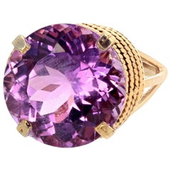 AJD Bague cocktail extraordinaire et rare en or 14 carats avec kunzite naturelle 14,51 carats