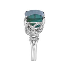 Shimon's Creations 13.94ct Emerald Cut Tourmaline & Diamond Ring, USA