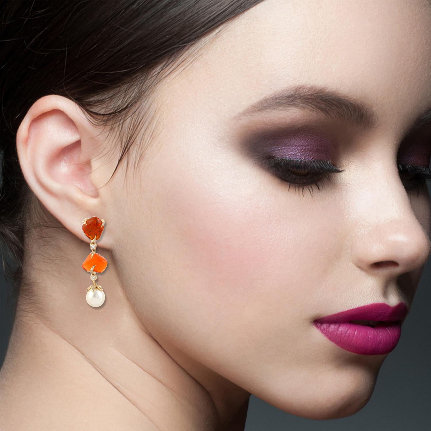fire opal drop earrings